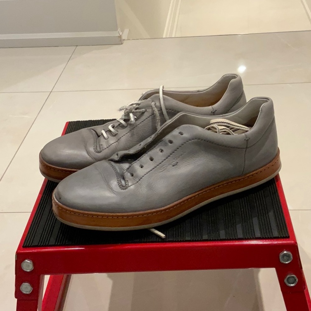 SANTONI MEN LEATHER SNEAKERS SIZE 8